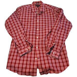 Banana Republic Mens Size XL Red & White Plaid Long Sleeve Button Down Shirt